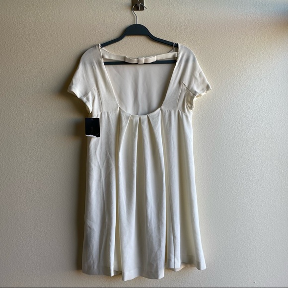 Zara Basics White Bow Detail Shift Dress NWT Sz Small - Picture 6 of 13